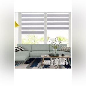Horizontal Zebra Roller Blind, Dual Layer Shades, Light Control 31.5 “ x 90”